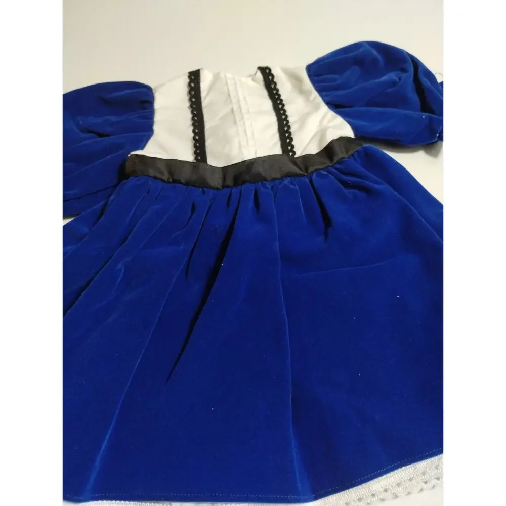 Vintage Dark Blue Velvet Doll Dress 13